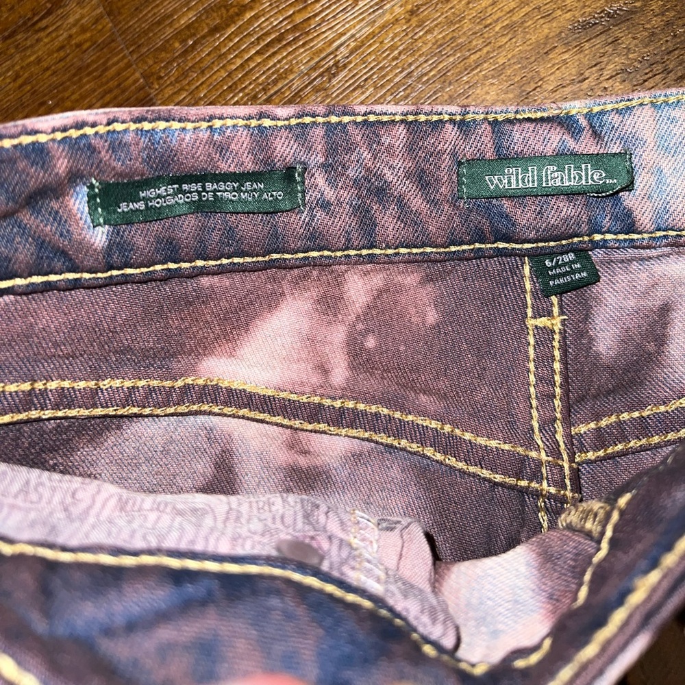 Wild Fable Baggy High Rise Wide Leg Acid Wash Grunge Ripped Jeans Size 6/28R - Picture 7 of 10